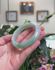 Baikalla Natural Icy Apple-Green Jadeite Jade "Half-Round" Bangle Bracelet (58mm) 