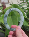 Burmese High-end Ice blue green Jadeite Jade Bangle Bracelet (60.9 mm) T749