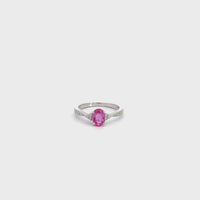 14k White Gold Natural Pink Sapphire Ring with Diamonds