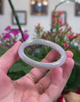 Baikalla Natural Light Green W/ Icy Lavender Jadeite Jade "Oval Traditional Round" Bangle Bracelet (54mm) 