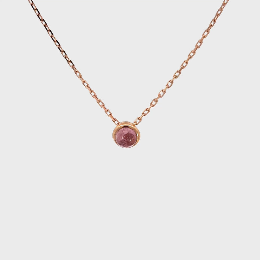 Baikalla 18K Rose Gold Round Pink Tourmaline Pendant Necklace