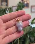 Baikalla Natural Light Lavender & Green Jadeite Jade "Lucky Kitty" Pendant W/ 14ky Gold Bail