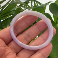 High-quality Lavender Natural Burmese Jadeite Jade Oval Bangle (53.36 mm ) #T019