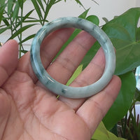 Baikalla Natural Burmese Blue-green Jadeite Jade Bangle Bracelet (55.65mm)#T082