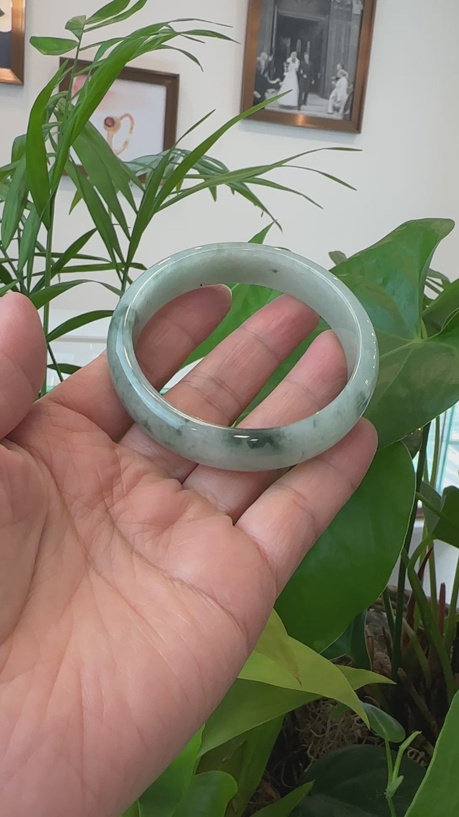 Burmese High Blue-green Jade Jadeite Bangle Bracelet (62.04mm)T108