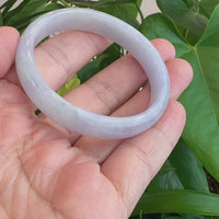 High-quality Lavender Natural Burmese Jadeite Jade Oval Bangle (54.40mm ) #T021