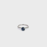 18k White Gold Natural Blue Sapphire Ring with Diamonds