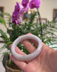 Baikalla White-Green & Light Wuji Jadeite Jade "Half Round" Bangle Bracelet (57.4mm) 