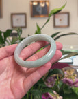 Baikalla Natural Light Green W/ Sajin Jadeite Jade "Half Round" Bangle Bracelet (57.3mm) 
