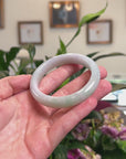 Baikalla Natural Icy Light Green & Lavender Jadeite Jade "Half Round" Bangle Bracelet (55.2mm) 