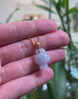 Baikalla 18k Yellow Gold Lavender W/ Light Green Patch "Joy Bunny" Jadeite Jade Pendant