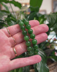 Baikalla Natural Forest-Green Nephrite Jade Round Bead Bracelet (9.6mm)