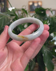 Baikalla Natural Light Blue-Green & Sajin (Golden Dust) Jadeite Jade "Half Round" Bangle Bracelet (57.5mm) 