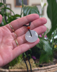 Baikalla Natural Icy Light Blue-Green Jadeite Jade "Ping An Kou" (Good Luck Button) Pendant Necklace