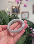 Baikalla Natural Light Blue-Green & Red Flowers Jadeite Jade "Half Round" Bangle Bracelet (53mm) 