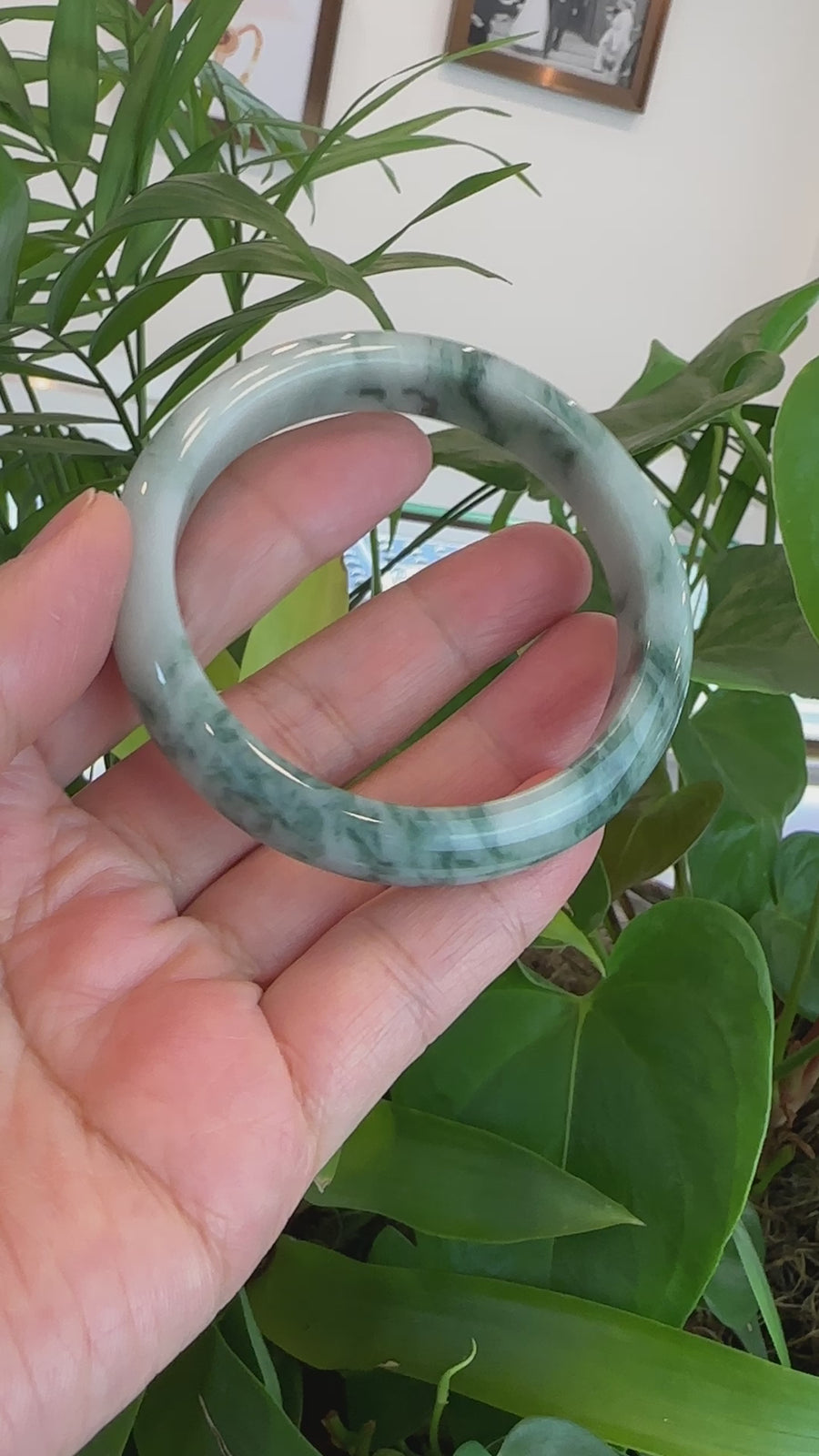 Baikalla Natural Burmese Blue-green Jadeite Jade Bangle Bracelet (59.45mm)#T076