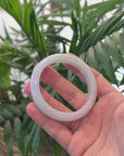 Baikalla White-Lavender Jadeite Jade Bangle Bracelet (55mm) 