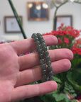 Baikalla Natural Icy Deep Oil-Green Jadeite Jade Round Bead Bracelet (6.9mm)