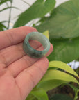 Genuine Burmese Blue-green Jadeite Jade Men's Band Ring