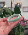 Baikalla Natural Apple-Green Jadeite Jade "Half Round" Bangle Bracelet (53mm) 