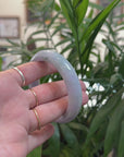 "Princess Half Round" Lavender Green Natural Jadeite Jade Bangle (57mm) 
