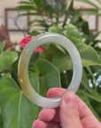 Baikalla Icy Hazel Green Jadeite Jade Bangle Bracelet (57.5 mm) 