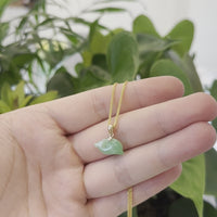 Baikalla " Dolphin " Carving Pendant Necklace Natural Ice Green Jadeite Jade