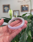 Baikalla Natural Light Lavender & Oil-Green Jadeite Jade "Oval" Bangle Bracelet (50.5mm) 