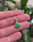 Baikalla 18K White Gold "Happy Buddha" Vibrant Green Jadeite Jade Pendant W/ Natural Diamonds