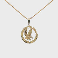 Baikalla 14k Yellow Gold Eagle in Wreath Pendant Necklace