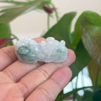 Genuine Burmese White Blue-Green Jadeite Jade PiXiu Pendant Necklace
