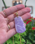 Baikalla Natural Vixen Lavender Jadeite Jade "Bamboo" Pendant W/ 14ky Gold Bail & Natural Diamonds