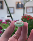 Baikalla Natural Icy Apple-Green Jadeite Jade Traditional Ring 