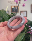 Baikalla Natural Black Sesame Wuji & Light Lavender Jadeite Jade "Half Round" Bangle Bracelet (55.8mm) 