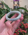 Baikalla Light Green W/ Blue-Lavender Patches Jadeite Jade "Half Round" Bangle Bracelet (54.8mm) 