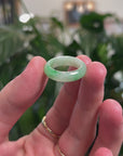 Baikalla Natural Icy Apple-Green Jadeite Jade Traditional Ring 