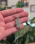 Baikalla Natural Icy Light Green Jadeite Jade "Lucky Bunny" Pendant W/ 14kw Gold Bail