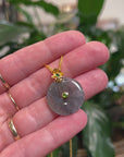 Baikalla 18K Yellow Gold "Ping An Kou" (Good Luck Button) Natural Icy Black Wuji Jadeite Jade Pendant W/ Natural Diamonds