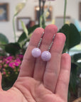 Baikalla Natural Lavender Jadeite Jade Dangle Earrings W/ 18kw Gold & Natural Diamonds