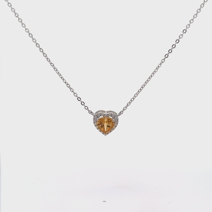 Baikalla™ Classic Heart Sterling Silver Natural Amethyst Citrine Topaz Necklace With CZ
