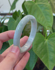 Baikalla "Half Round" Light Green Jadeite Jade Bangle Bracelet (63.08 mm) 