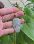 Genuine Ice Green Jadeite Jade Jin Zhi Yu Ye (Leaf) Necklace