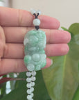 Baikalla™ Pi Xiu Genuine Burmese Lavender Green Jadeite Jade PiXiu Pendant Necklace (FengShui Lucky)