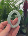 "Classic Princess Half Round" Icy Green Jadeite Jade Bangle (53.6 mm) 