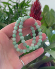 Baikalla Natural Jadeite Jade Round Apple Green Beads Bracelet (7.5mm)