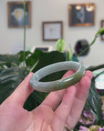 Baikalla Natural Blue-Green & Rich Yellow-Green Patch Jadeite Jade "Half Round" Bangle Bracelet (59.3mm) 