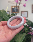 Baikalla Natural Light Lavender Jadeite Jade "Half Round" Bangle Bracelet (52.3mm) 
