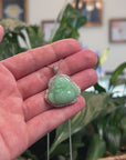 Natural Apple-Green Jadeite Jade Buddha Necklace W/ 18kw Gold Diamond Bail