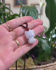 Baikalla Natural Faint Lavender Jadeite Jade "Lucky Kitty" Pendant Necklace