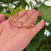 Baikalla Bubble Collection 14k Rose Gold Oval Bracelet Bangle with Jade & Diamonds